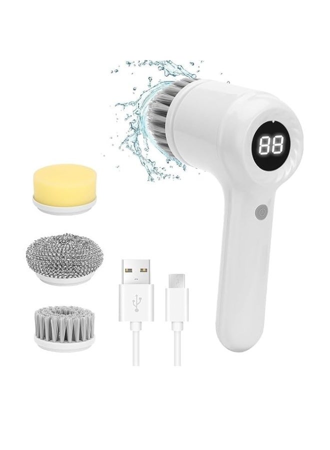 فرشاة تنظيف كهربائية متعددة الوظائف 3 في 1، 5 رؤوس قابلة للتبديل، محرك قوي، قابلة لإعادة الشحن لاسلكيًا، تصميم مريح وخفيف الوزن - Image 1